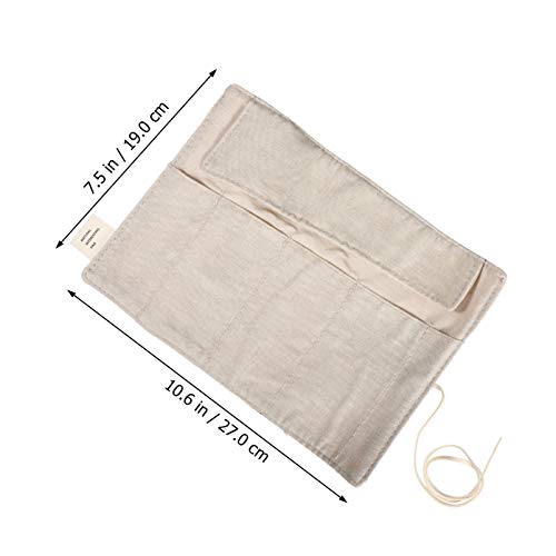 Hemobllo Roll Up Pencils Wrap Linen Vintage Pencil Pouch Lotus Printed Large Capacity Pencil Case Pen Pencil Holder Storage Organizer For Marker Coloring Pencil Pink #TOP1