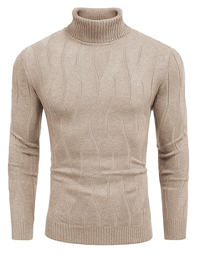 COOFANDY Men's Slim Fit Turtleneck Sweater Long Sleeve Casual