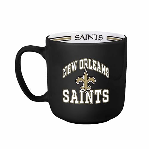 FANMATS NFL New Orleans Saints 15 oz Stripe Coffee Mug — 15 Fluid Ounces | Ceramic | Officially Licensed | Vintage Team Logo | Great Gift