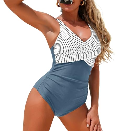 Maillot de bain une pièce patchwork rayures chic : silhouette affinée et maintien d'exception