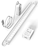 ASOKO Motion Sensor Dimmable Led Under Cabinet Lighting,12 inches Plug in Led Counter Light Bars, Cool White 6000K Light Bar for Kitchen/Closet/Wardrobe/Shelf/Desk/Display Case