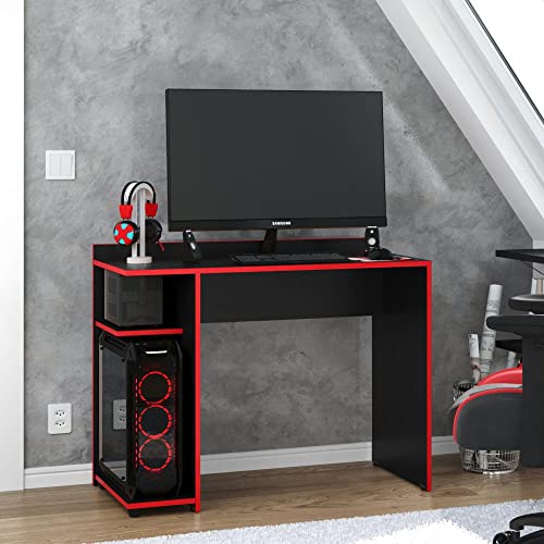Escrivaninha Mesa Gamer XForce1- Preto/Vermelho - Mania de Móveis
