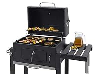 tepro Holzkohlegrill (Grillwagen) Toronto Click, Grillfläche: ca. 56 x 41,5 cm, BBQ mit Deckel, Edelstahl-Griff, Grillrost und Thermometer, Maße ca. 115 x 67 x 107 cm – Ansicht 9