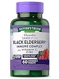 Black Elderberry Immune Complex | 60 Chewable Tablets | Plus Vitamin C & Zinc | Natural Mixed Berry Flavor | Vegetarian, Non-GMO, and Gluten Free Formula | By Nature's Truth