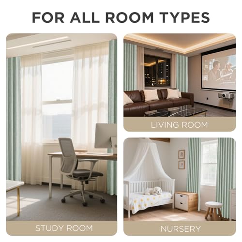 Joydeco Blackout Curtains for Bedroom - 100% Light Blocking 1 Panels Sage Green Drapes 70" W x 90" L, Thermal Insulated Room Darkening Curtains, Linen Textured for Living Room, Rod Pocket & Back Tabs by Joydeco - Image 8