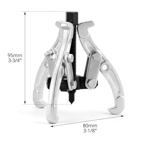 image for QWORK 3 Inch 3-Jaw Gear Puller, Drop-Forged Cr-V Steel, Heat-Treated, 