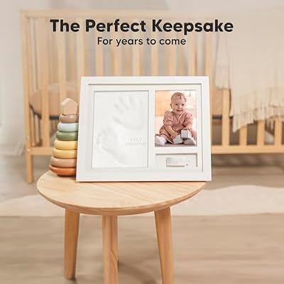 KeaBabies Baby Footprint Kit, Clay Paw Print Kit - Newborn Hand and Footprint Keepsake Picture Frame, Hospital Bracelet, Personalized New Mom Gifts & Baby Shower Gifts for Boys, Girls (Alpine White)