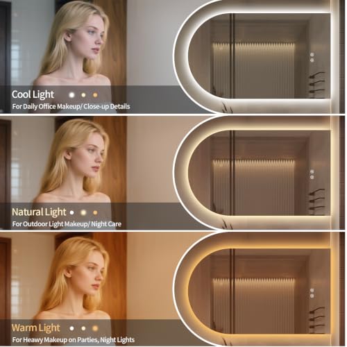 Niccy Arched LED Bathroom Mirrors, Frameless Backlit Vanity Mirror, 36"x24" by Niccy - Used condition - Image 5