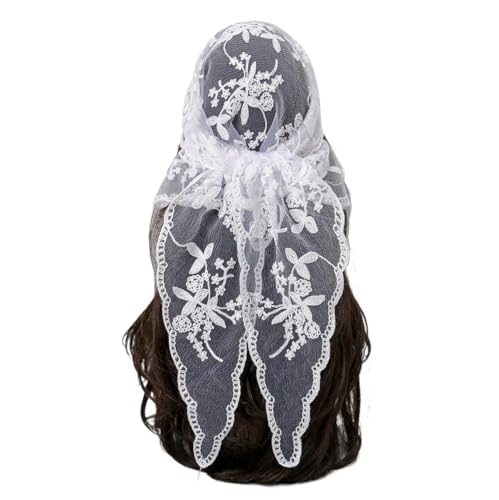 Lace Head Scarf for Women Embroidery Floral Triangle Hair Scarf Hair Bandana Hair Wrap Scarves Neck Scarf