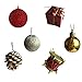 BANBERRY DESIGNS Mini Christmas Ornaments - Assorted Set of 40 Ornaments - Gold Mini Ball Ornaments - Pinecones and Presents - Mini Red Drums - Each Ornament is Approximately One Inch