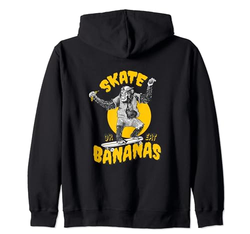 Skate or Eat Bananas Funny Monkey Skater Skater Gráfico Sudadera con Capucha