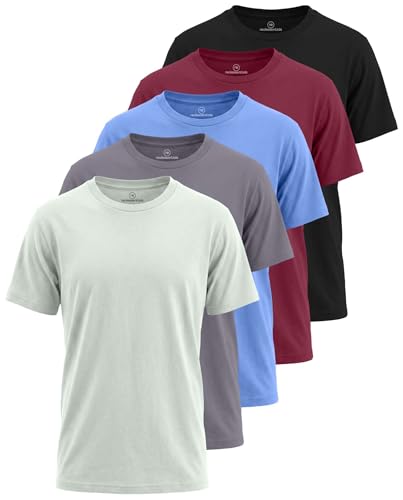 Image of 5 Pack Boys' Cotton T Shirts Crew Neck Plain Short Sleeve Tops Kids Teens