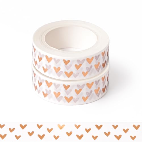 Czoynife 2Pack Heart Washi Tapes, Self-Adhesive Decorative Masking Tape, Decor Journals Scrapbooks Planners DIY Crafts Gift