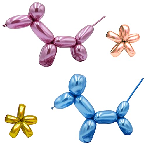 Chrome Modelling Balloons Long Metallic Mix Balloons 260q Twisting Balloons Animal Making Balloons for Kids Clown Birthday Party Wedding Party Decoration 25 Pack.