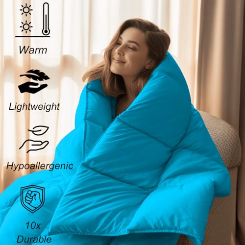 Image of Queen Size Comforter Set - All Season Down Alternative Bedding Comforter Set - Quilted Duvet Insert with Corner Tabs - Box Stitched Blanket - Breathable, Soft - Turquoise