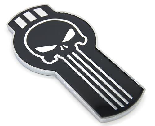 Image of Generic Kenworth Bug Hood Grille Logo Emblem Badge Chrome Black Edition and Silver Skull 8 inch inch, 5656852