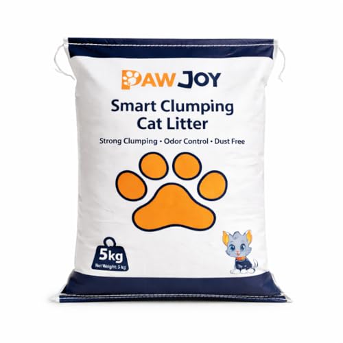 Image of Pawjoy Lavender Scented Bentonite Cat Litter 5Kg Pack | 100% Natural Clumping Clay | 99.9% Dust-Free | Odour Lock Technology | Gentle on Paws | Scoopable Litter Sand for All Cat Breeds