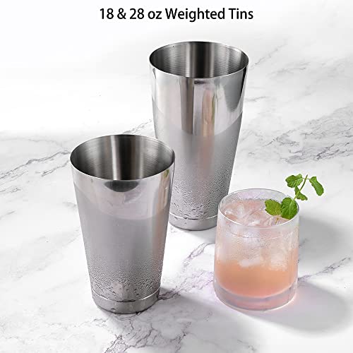 Etens Boston Cocktail Shaker Set, 6Pc Bartender Kit Bar Set Bartending Tools Accessories: Weighted Shaking Tins, Mixology Strainer, Bell Jigger, Mixing Spoon | Martini Shakers Drink Mixer #TOP2