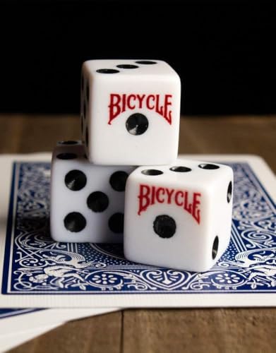 Image of Bicycle 20x Dice Set, 2X 10 Pack Six Sided D6 Dice, Standard Casino Game Classic White and Black Die, 20 Count, 16 mm