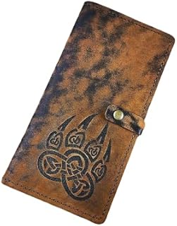 Wolf trail Walet, Wolf Wallet, animal Wallet, long wallet, biker wallet, leather Carved, 3D Genuine Leather Wallet, Leather Carving Wallet