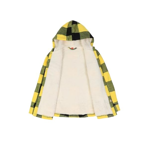 ZENTHACE Boys Sherpa Fleece Lined Flannel Plaid Button Down Shirt Jacket,Hooded Flannel Shirt with Hand Pockets - Image 4