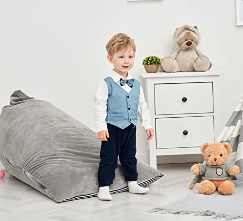 Feidoog Newborn Gentleman One Piece Long Sleeve Baby Boys Gentleman Formal Tuxedo Outfit Suit (Blue, 6M) #TOP4