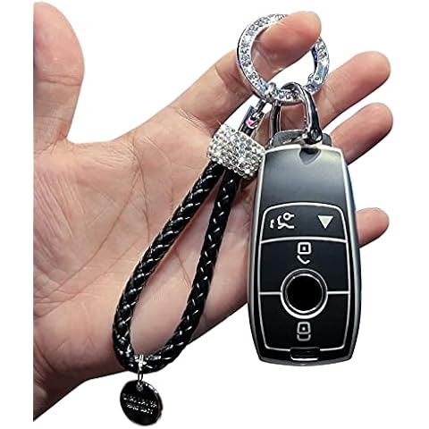 Savzokiw Premium Soft TPU Smart Key Fob Case with Key Strap Compatible for Mercedes-Benz A, C, E, S, CLA, CLS, GLA, GLB, GLC, GLE, GLS, G Glass 2017-2022 ((4-Button, Black)) Cover