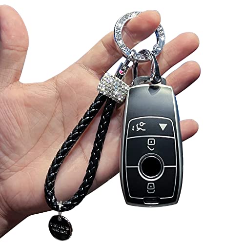 Savzokiw Premium Soft TPU Smart Key Fob Case with Key Strap Compatible for Mercedes-Benz A, C, E, S, CLA, CLS, GLA, GLB, GLC, GLE, GLS, G Glass 2017-2022 ((4-Button, Black)) by Savzokiw - Used condition - US$15.55