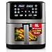 LEHMANN Friggitrice ad Aria XXL 8L con Divisorio Rimovibile, Air Fryer Doppia Zona Flessibile, 1800 W, Finestra, 12 Programmi & 76–200°C, Timer 1-60min, Rivestimento Antiaderente, Display Touch