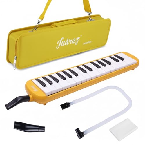 Image of Juarez 37 Key Melodica JMLD37YL Musical Instrument Soprano Air Piano Keyboard Pianica with Carrying Bag, 1 Soft Long Tube, 1 Mouthpiece, Wipe Cloth, Yellow
