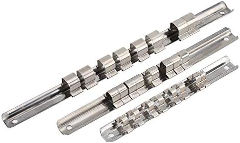 Dekaim Socket Holder, Stainless Steel 8 Positions Socket Rack Storage Rail Tray Holder Tool Stand Shelf Organizer