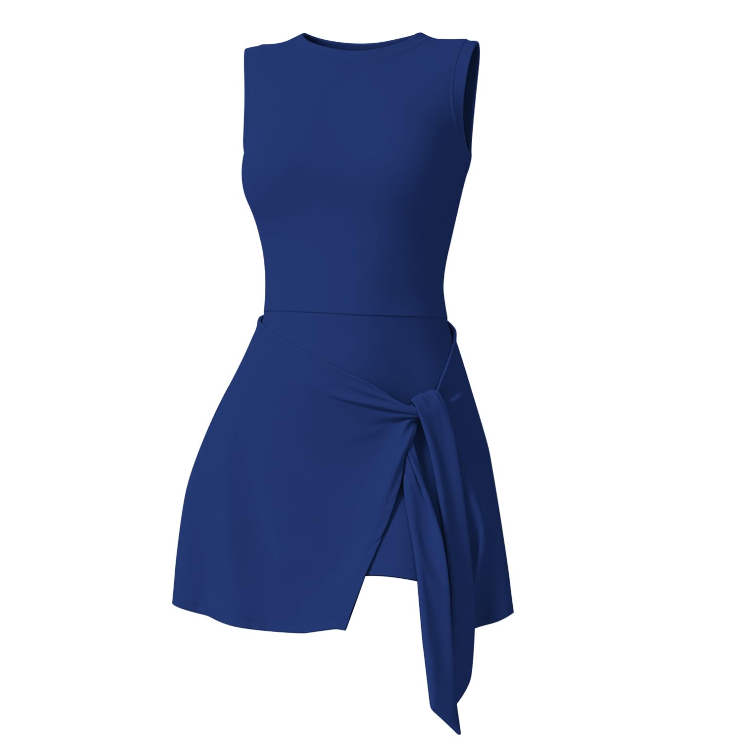 JN JANPRINT Barboteuse d'entraînement pour femme, col haut, robe de tennis sans manches, jupe enveloppante, short intégré, combinaison de golf et de gym