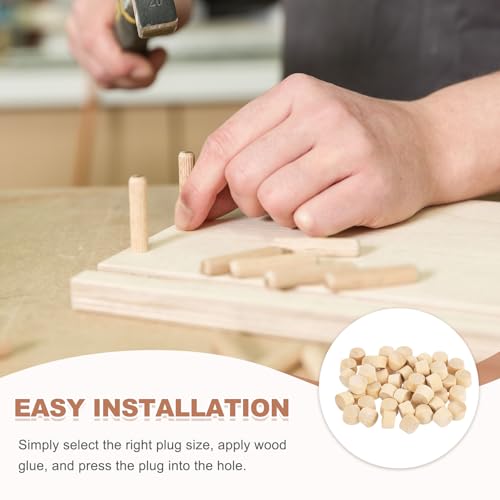 QUARKZMAN 50 STK Holzstopfen 1/2 Flachkopf Holzstopfen Für Schraubenlöcher Holzschraubenlochabdeckungen Für Möbel Schränke DIY Projekte Sortiment