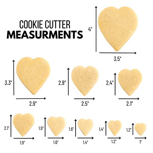 Cookie Cutter Kingdom, 9 Piece Heart Shaped Set, Valentines Day Cutters, Silicone Grips, Hearts, Cookie Cutters Mold For Cakes Biscuits And Sandwiches (Heart - 9 Pack) #TOP2