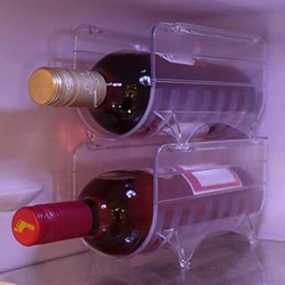AGOBO Wine Rack for Fridge, Wine Holder for 2 Bottles, Stackable Wine Organiser - Pack of 2