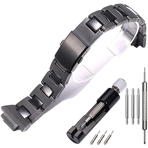 WRISTARMOR Plastic Steel Strap Compatible with Caiso G-shock DW5600 GW-M5610 GW-6900 GA2100 Men Sport Watch Band Bracelet - Black 16mm Cover