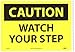NMC C203PB OSHA Sign, Legend "CAUTION - WATCH YOUR STEP", 14" Length x 10" Height, Pressure Sensitive Vinyl, Black on Yellow