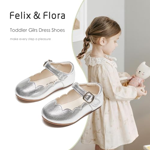 Image of Felix & Flora Toddler Flower Girl Dress Shoes - Baby Girl Ballet Mary Jane Flats for Party School Wedding