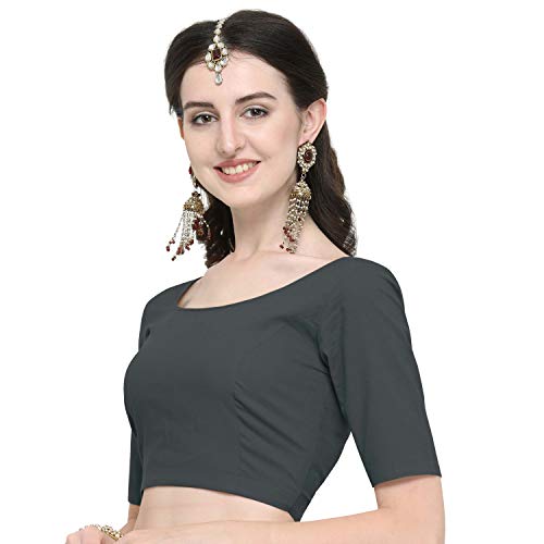 Image of Janasya Women's Plain Pure Cotton Stitched Blouse