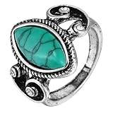 Anillo de banda para mujer, anillo de plata para mujer, ancho con turquesa y circonitas, para regalos de novia, talla 52 (16,6) - 62 (19,7), Turquesa