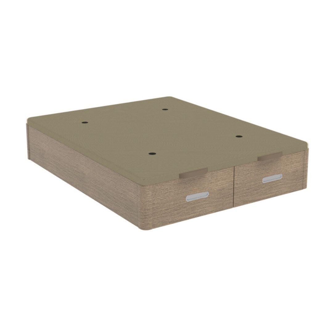 SoloDuerme | Canapé Abatible con Cajones Frontales 150x190cm Classy con Gran Capacidad de Almacenamiento (Roble con Base 3D Beige)