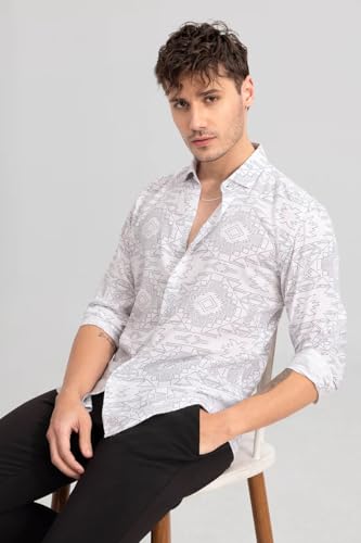 Image of U TURN Men's Cotton Casual /Semi Formal Slim Fit Printed Shirt for Men Stylish Latest