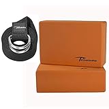 Timberbrother 2 Pack Yoga Blocks and Yoga Strap Set with Yoga Workout Poster 16.5”x 22.4” - Choose Your Color & Size (Orange, 9