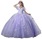 Zhangyo Dark Lavender Butterfly Quinceanera Dresses Tulle Lace Appliques Sweet 16 Dresses Off The Shoulder Vestido de 15 años 4