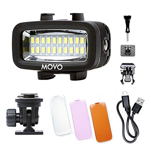 Movo LED-WP Underwater High-Power Rechargeable LED Video Light with Action Camera and Shoe Mounts, Compatible with GoPro, DSLR - Perfect for Vlogging, Traveling, Scuba Diving, Snorkel, Surfing, Sport by Movo - Used condition - US$23.96
