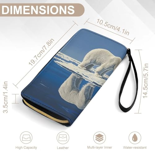 Womens Leather Wallets Standing on Ice Floe Wallet for Women Large Capacity Card Phone Holder Ladies Purse with Wriststrap2