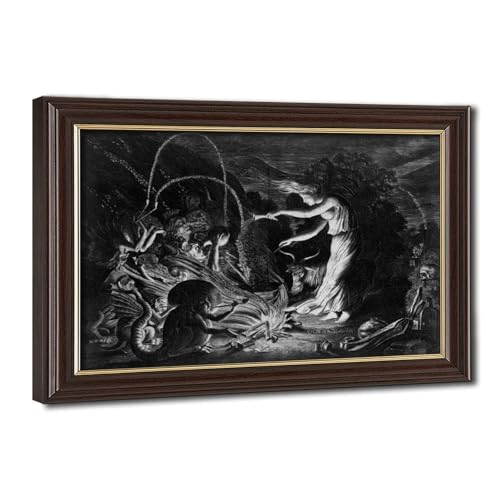 WCYB Poster A Witch at Her Cauldron art gothique impression sur toile de décoration 50x76 cm