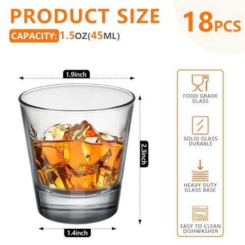 OBTANIM 18 Pack Shot Glasses, 1.5 oz Clear Shot Glass Cups Set with Heavy Base for Bar Restaurants Home - Thumbnail 2