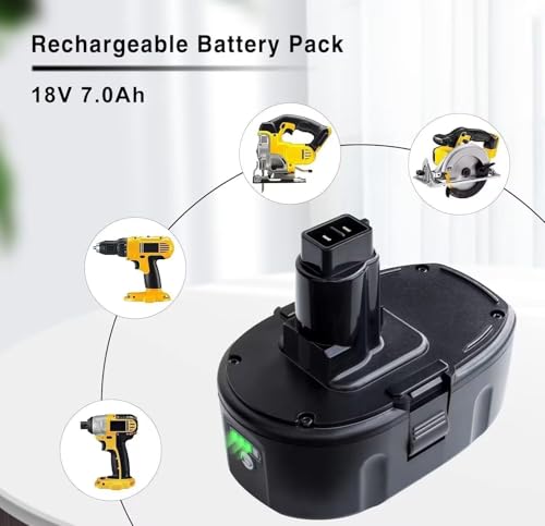 Image of DTK 7000mAh Replacement for Dewalt 18v Battery 7Ah XRP Lithium ion DC9096 DC9098 DC9099 DE9039 DE9095 DW9096 DW9098 DE9096 DE9098 DW9095 DE9503 DC9182 XRP 2Packs