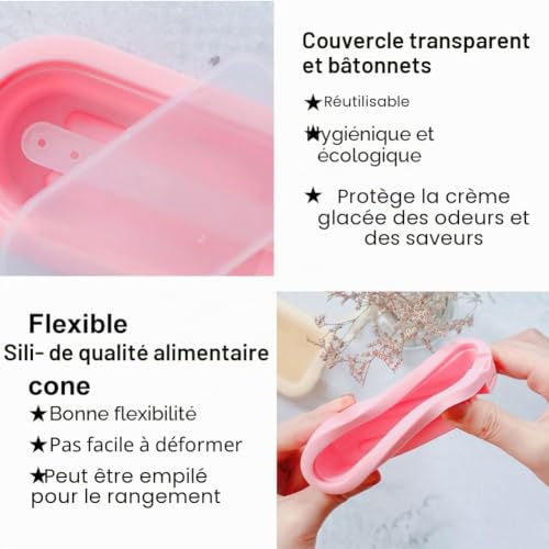 8 Pièces Moule Glace Silicone,Moule à Glace en Silicone, Moules à Glace,Ice Cream Moules,Popsicle Ice Maker,Mou-les à Crème Glacée,Mou-les Glaces avec Batonnets et Couvercles,Mou/les Glacée Maison – vue 5
